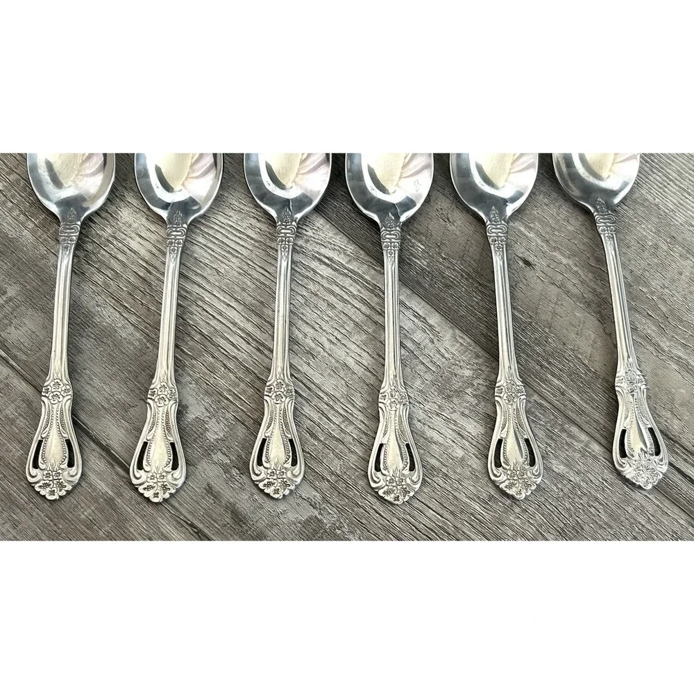 Stanley Roberts Rogers Spoons Place/Oval Stainless Valentine Set‎ Of 6 Pierced